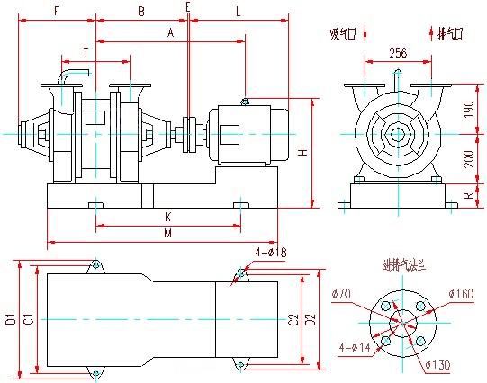 SZ型水環(huán)式真空泵外形及安裝尺寸圖